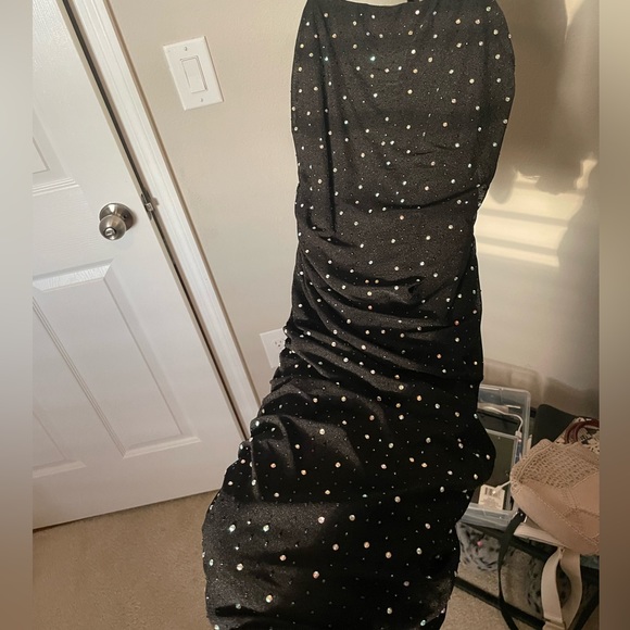 NWT Black Mesh Rhinestone Mini Dress - Picture 3 of 9